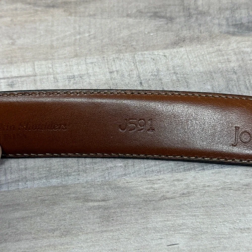Leather Belt Basketweave Woven Men 36 Brown Brass Buckle Office Preppy Old Money